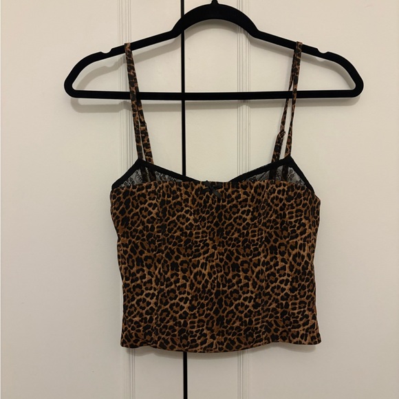 Edikted Erin Brown Leopard Print Mesh Camisole and Skirt SET - Picture 2 of 3